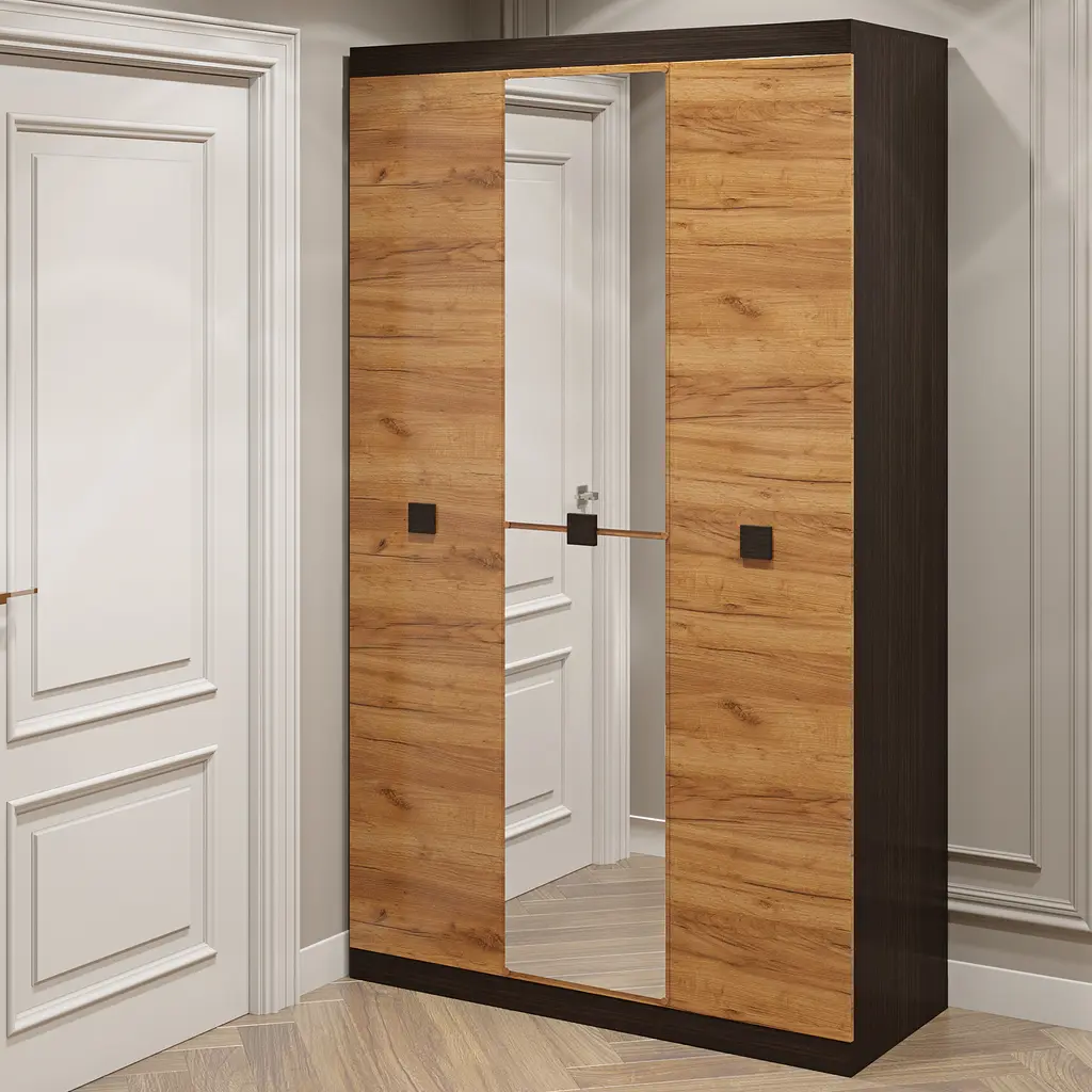 Шафа із дзеркалом Еверест Соната-1200 Венге темний/Дуб крафт золотий (DTM-2637) - фото 2