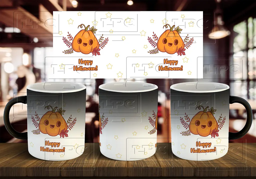 Чашка "Happy Halloween" 330 мл Хамелеон матовий рожева всередині