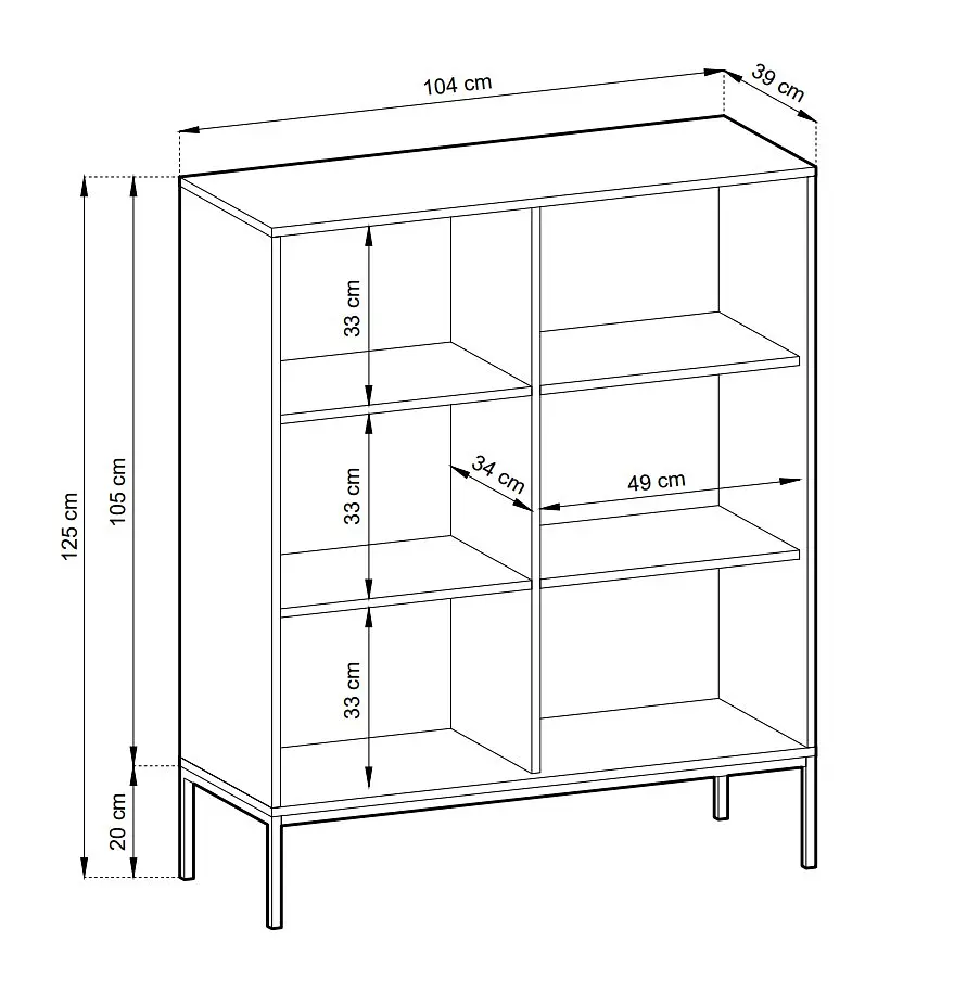 Комод высокий Perfect Home Новая/Nova 2-дверный с черными ножками K104 Черный (PFH-091238) - фото 3