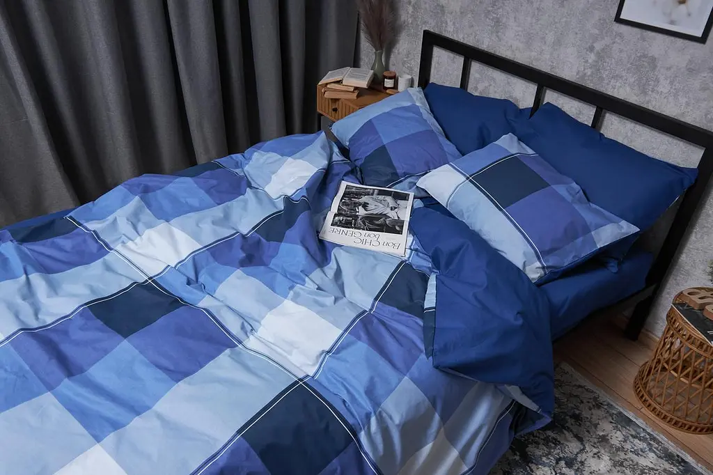 Комплект постельного белья Moon&Star Бязь Gold Люкс Finland Blue King Size 220x240 наволочки 2х70х70 - фото 3