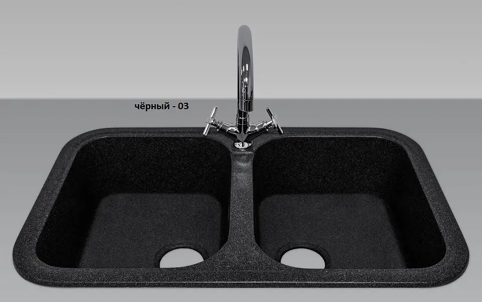 Кухонная мойка Adamant Twins 765x470x190 чёрный 90223, Черный - фото 2