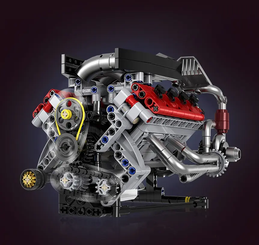Конструктор двигателя V8 Ferrari F40 LM аккумуляторный мотор с приложением STEM конструктор двигателя внутреннего сгорания для детей и взрослых, 700 деталей - фото 8