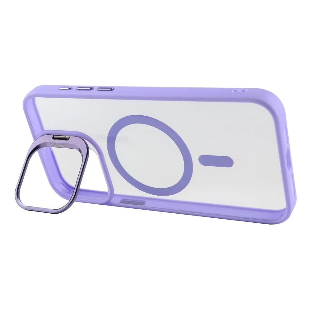 Чохол із підставкою MagSafe TPU PC Metal Stand Case Apple iPhone 15 Pro Max Purple - фото 2