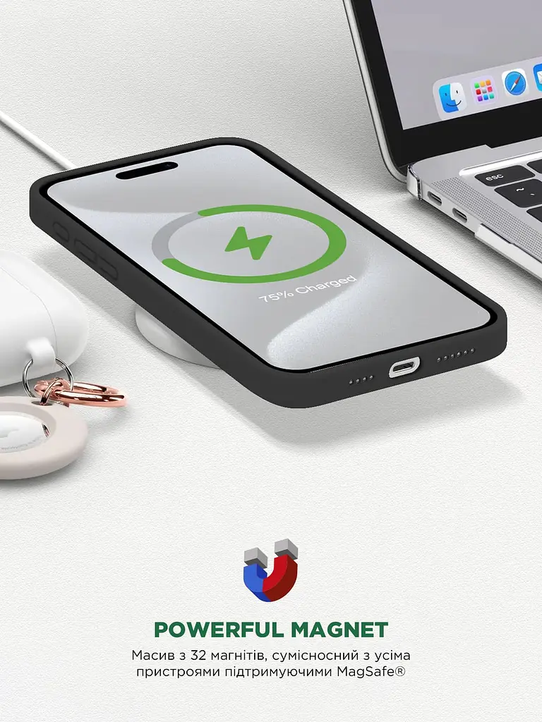 Силиконовый чехол с MagSafe для Apple iPhone 15 Pro Max, ICON2 MagCase, черный, противоударный, панель с мягкой подкладкой, защита всего корпуса, поддержка беспроводной зарядки, совместим с защитными стеклами и пленками, ArmorStandart (ARM72748) - фото 9