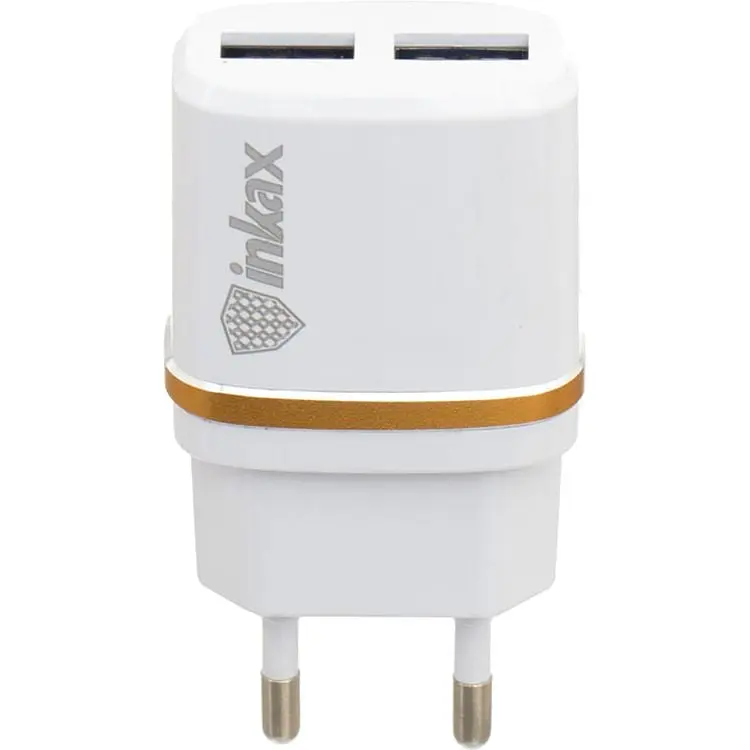 Сетевое зарядное устройство INKAX CD-11 Travel charger + Lightning cable 2USB 2.4A White - фото 2