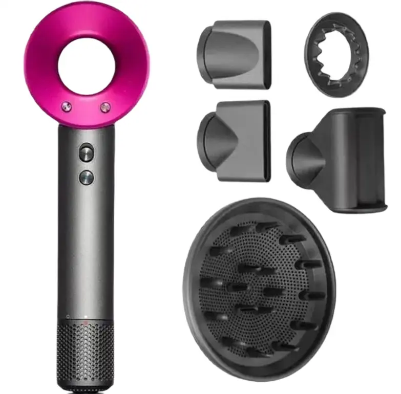Фен для волосся No brand Super hair Dryer 1600 Вт Сіро-рожевий (2104619555) - фото 4