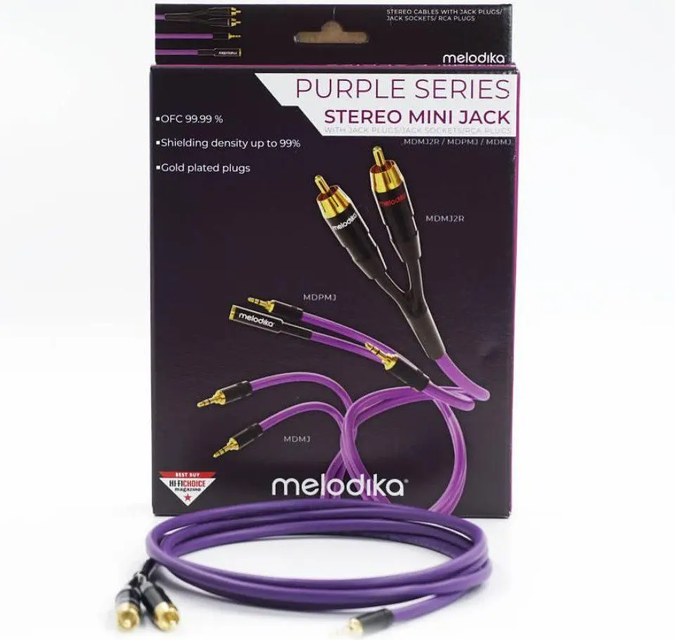 Інтерфейсний кабель MiniJack 3.5 mm-2хRCA Melodika MDMJ2-R05 Purple Cable 0.5m - фото 5