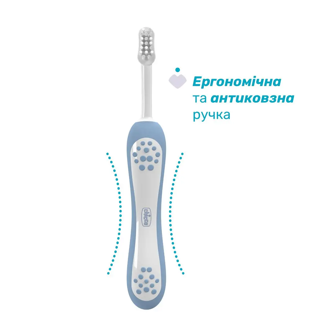 Дитяча зубна щітка Chicco для перших зубів, 6-36 міс. блакитна (8058664174690) (12081.11) - фото 2