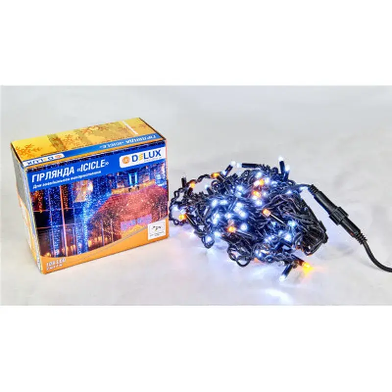 Гірлянда Delux ICICLE 108LED 2x1 м Жовтий flash Білий/Чорний IP44 (90015178) - фото 2
