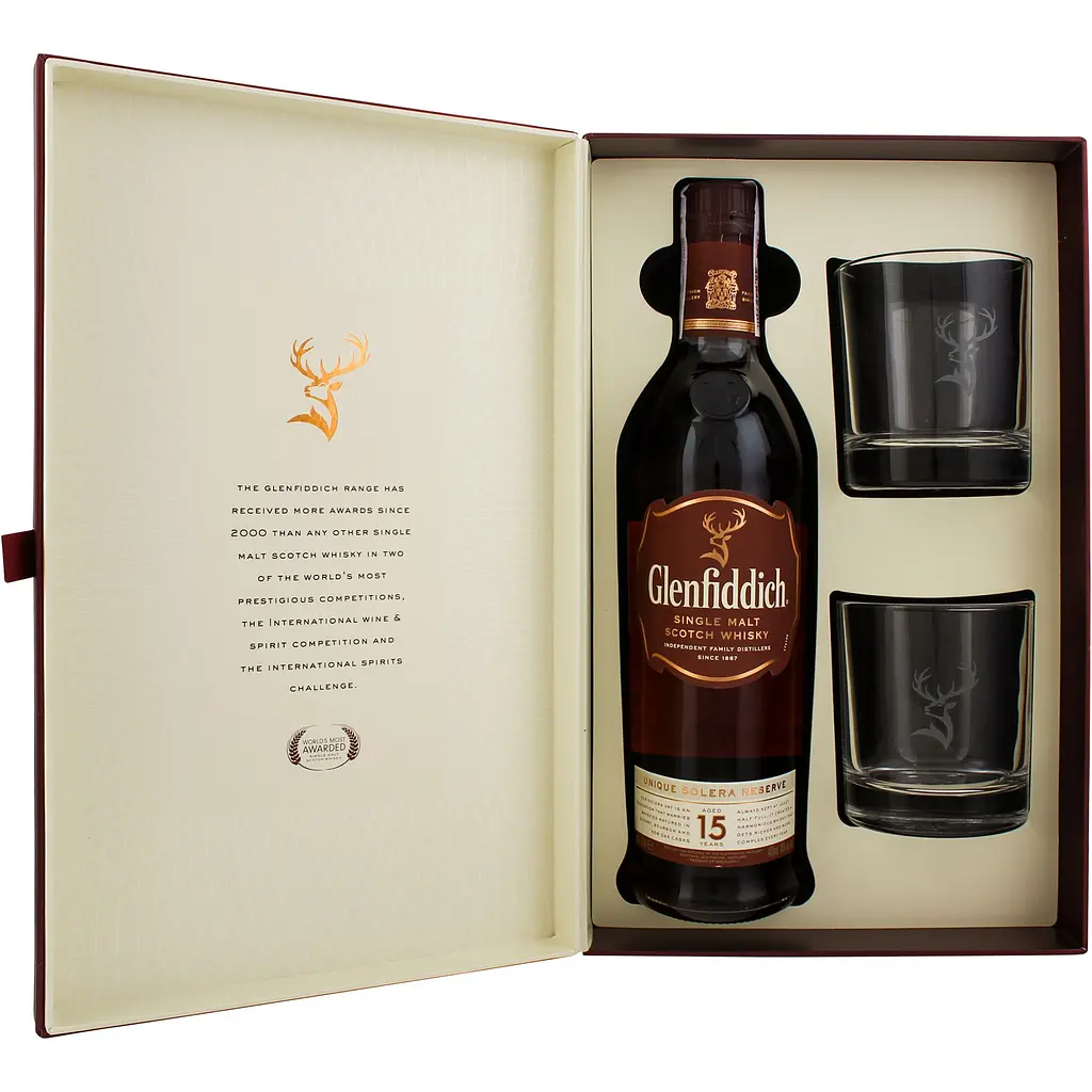Віскі Glenfiddich 15 yo Single Malt Scotch Whisky 40% 0.7 л + 2 склянки - фото 5