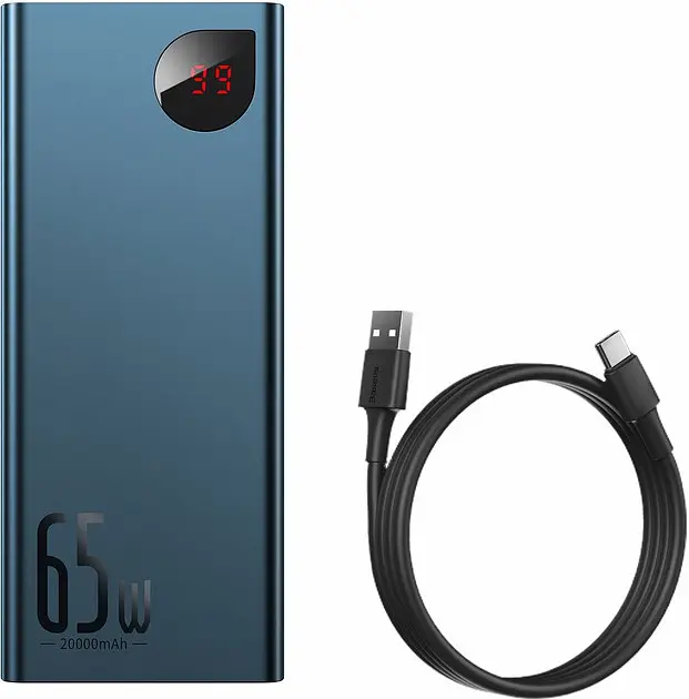 Power Bank Baseus Adaman, 20000mAh, 65W, Blue, Power Delivery (PD) (PPIMDA-D03/PPIMDA-D01) - фото 7