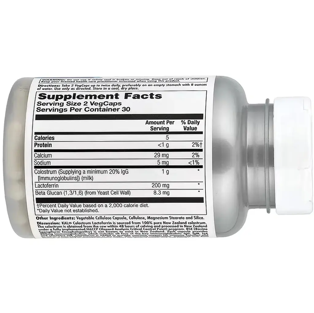 Колострум + лактоферин KAL Colostrum Lactoferrin 60 веганських капсул - фото 3