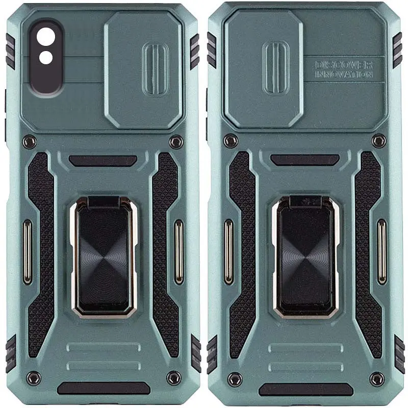 Ударостійкий чохол Epik Camshield Army Ring для Xiaomi Redmi 9A Зелений / Light Green - фото 2