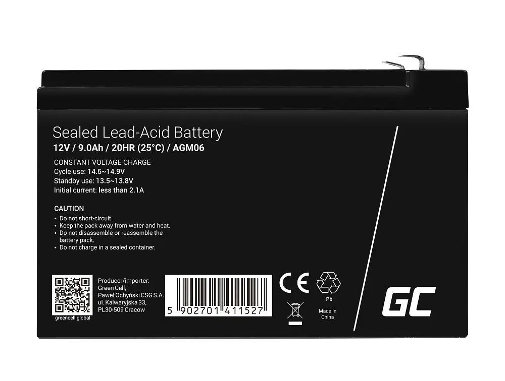 Акумуляторна батарея Green Cell VRLA 12 V 9 Ah для ДБЖ (AGM06) - фото 2
