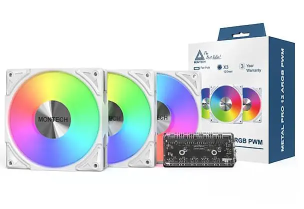 Вентилятор для корпуса 120MM METAL PRO 12 ARGB 3 PACK (W) MONTECH - фото 4