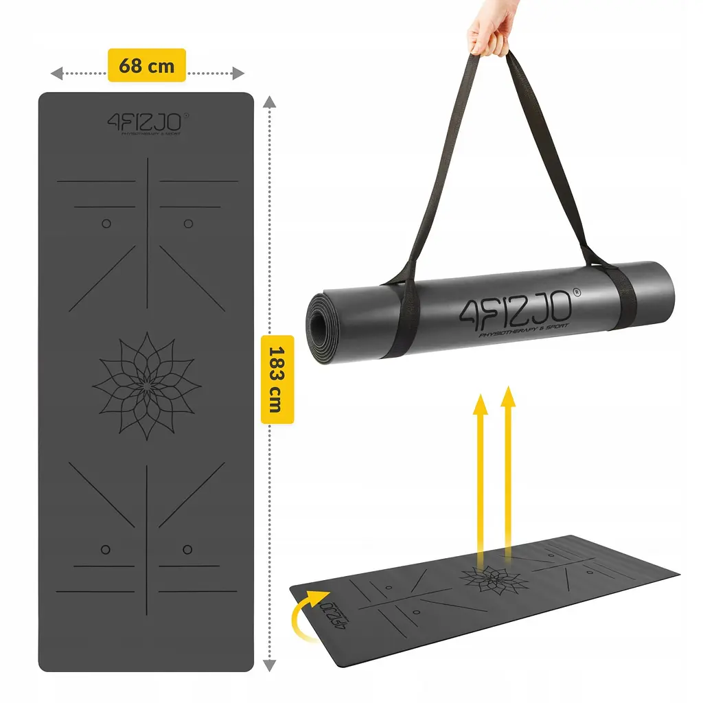 Килимок (мат) спортивний 4FIZJO PU 183 x 68 x 0.4 см для йоги та фітнесу 4FJ0587 Black (P-5907739319531) - фото 14