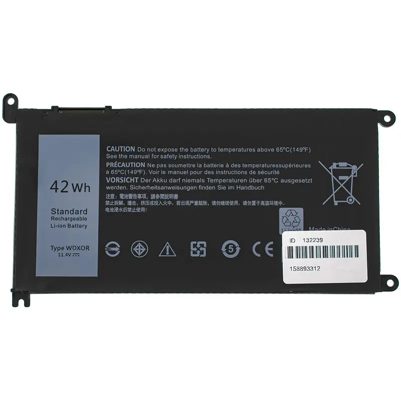 Акумулятор Dell WDX0R (Inspiron 15 5568, 13 5368, 13 5378) 11.4V 42Wh Black - фото 3