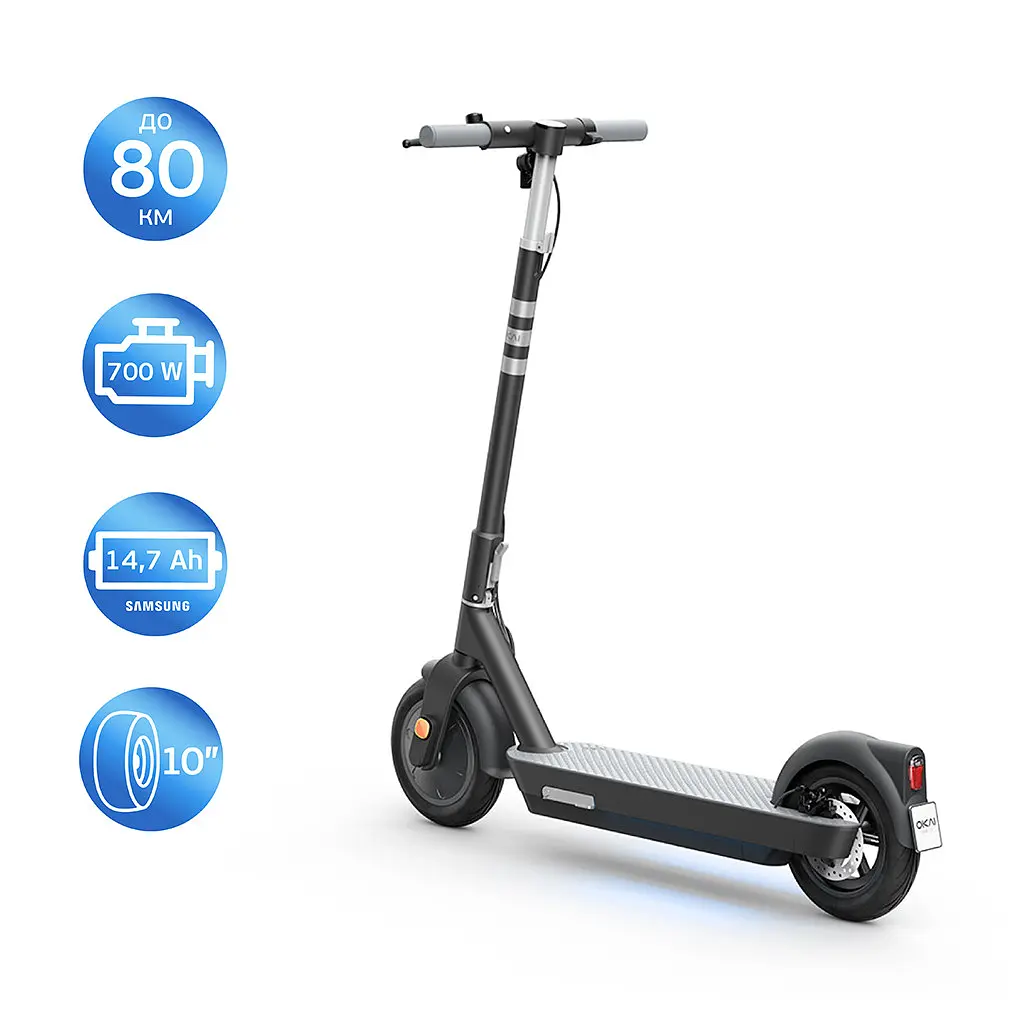 Електросамокат OKAI ES30-NEON PRO чорний 10", 350(700)W, 14. 7Ah, 80km, 25km\h, 25%, NFC, App, 21kg - фото 3