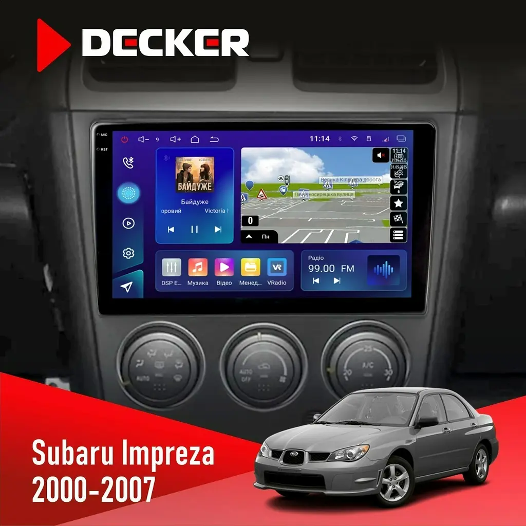 Штатна магнітола Subaru Impreza 2000-2007 Decker D9-009 4x64, DSP, 4G, 2k Decker (НФ-00008419)