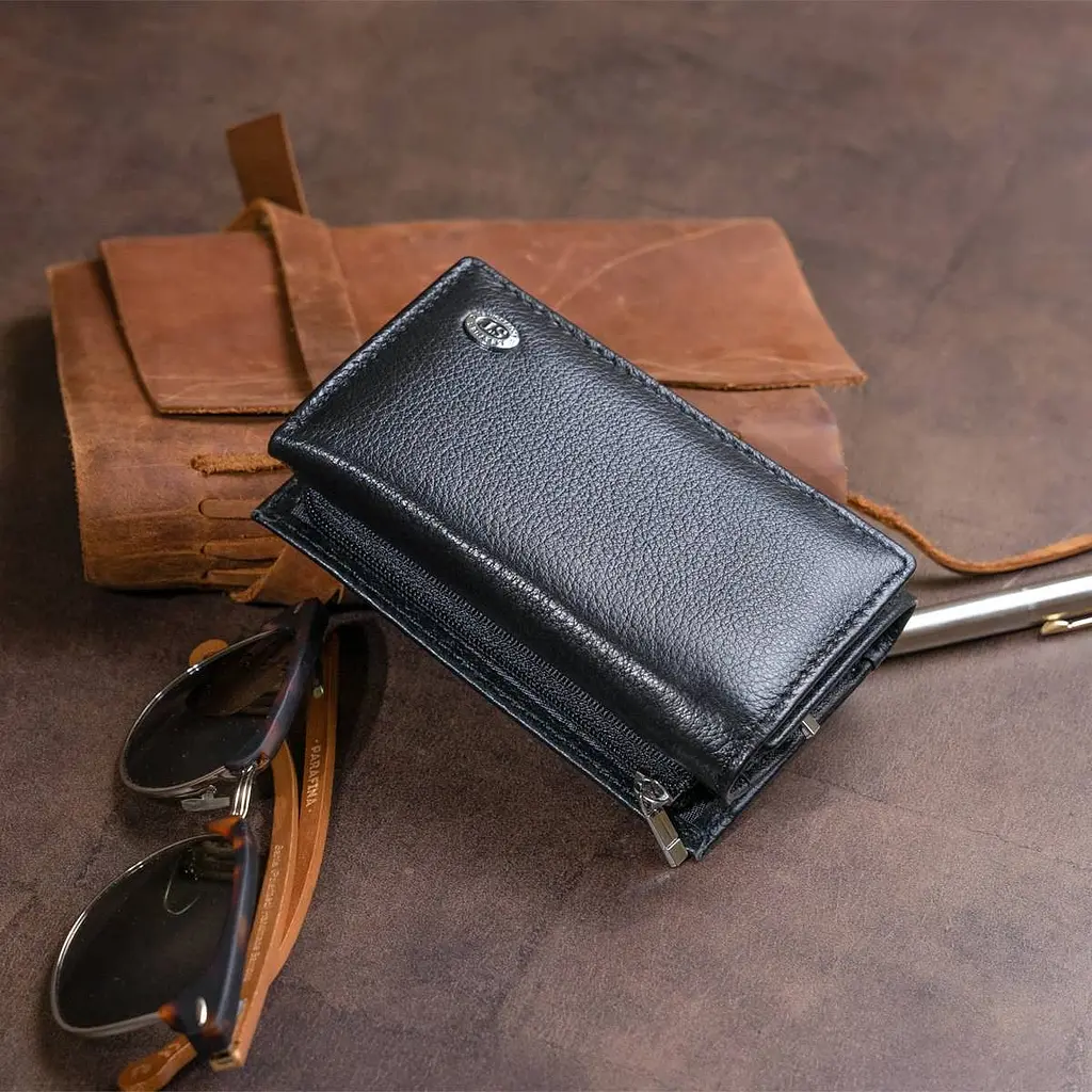 Горизонтальне портмоне зі шкіри унісекс на магніті ST Leather 19331 чорне - фото 9