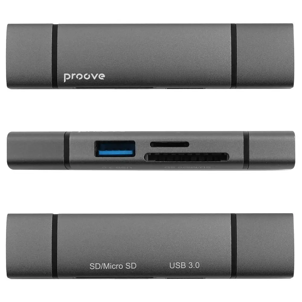 Кардрiдер Proove Arc Link 3 in 1 (USB3.0 + SD Card + Micro SD Card) silver (HBAL00210014) - фото 3