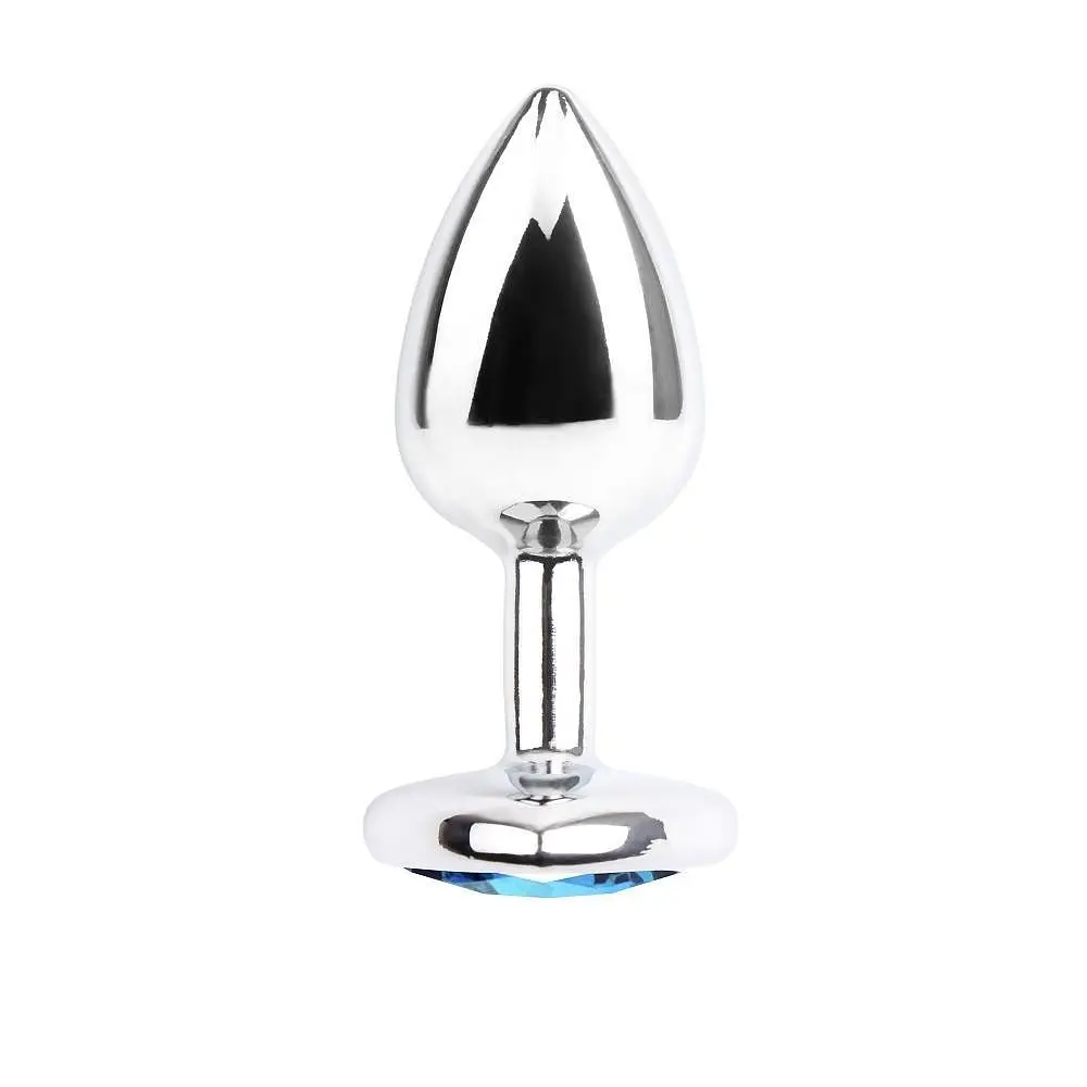 Анальна металева пробка з каменем в формі серця Chisa Hi-Basic Blue Gem Anal Plug, 7.1х2.8 см, сріблястий з блакитним - фото 2
