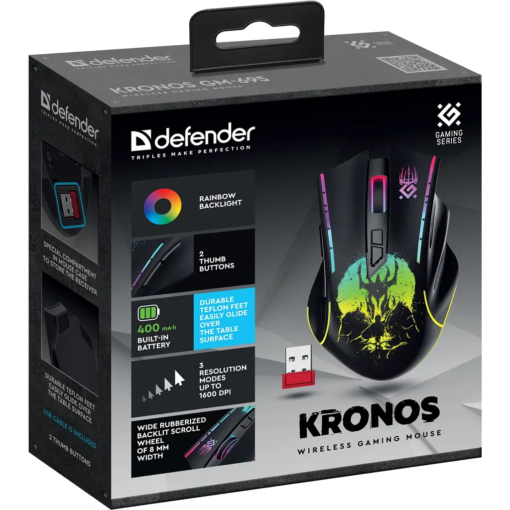 Мишка Defender Kronos GM-695 Wireless Black (52695) - фото 9
