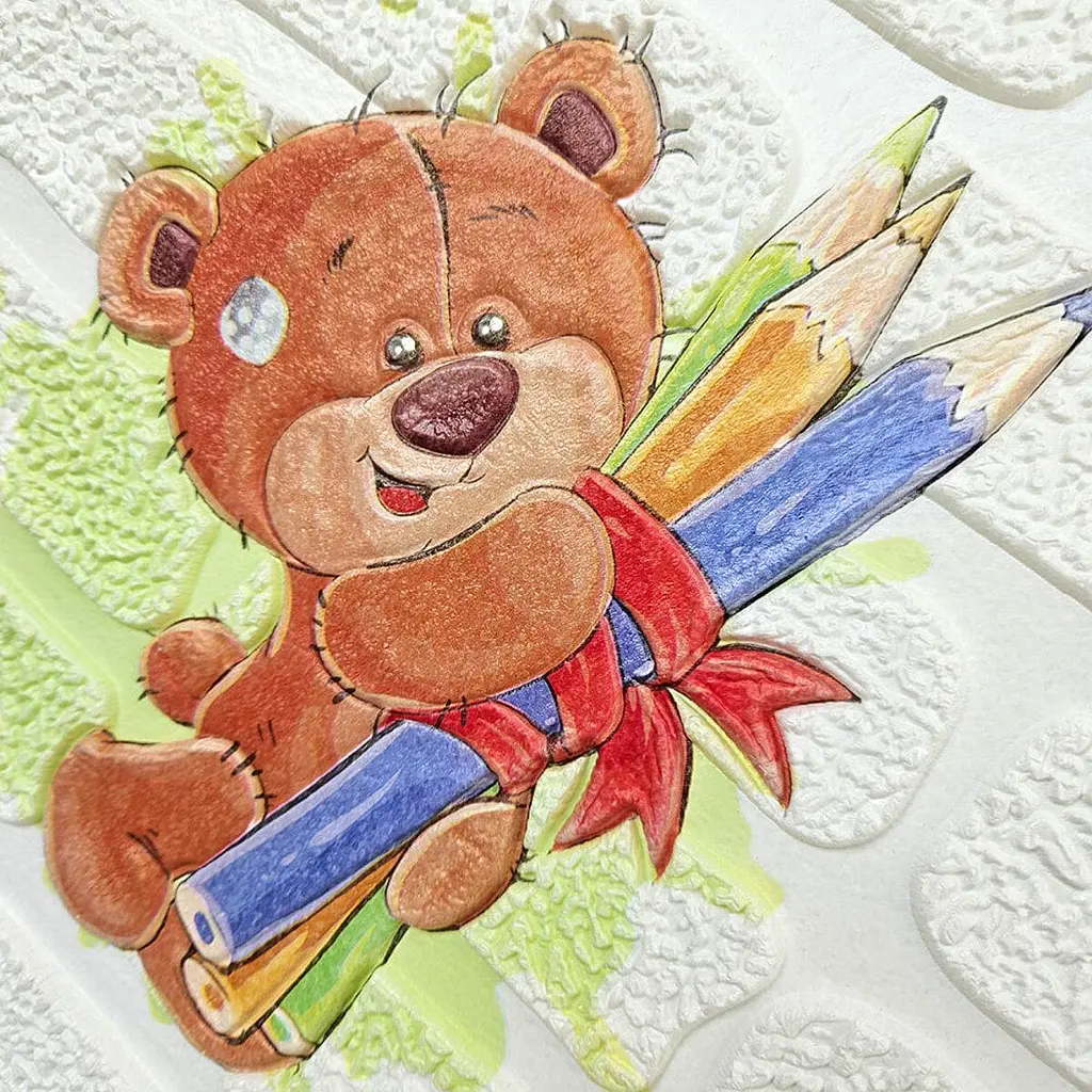 Панель стінова Sticker Wall 3D 700 x 700 x 4mm ведмедики на білому тлі D SW-00001975 - фото 5