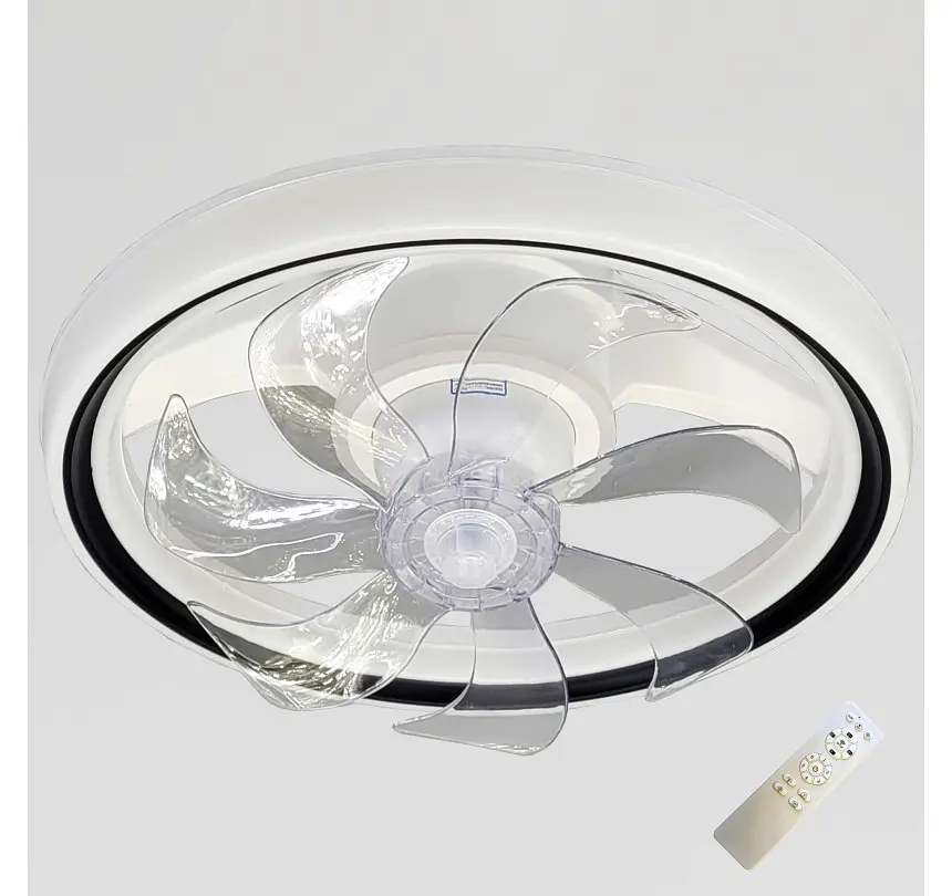 Стельова LED-люстра-вентилятор Artlight FS306BK, біла з чорною окантовкою, 73 Вт, від 10-18 м² - фото 2