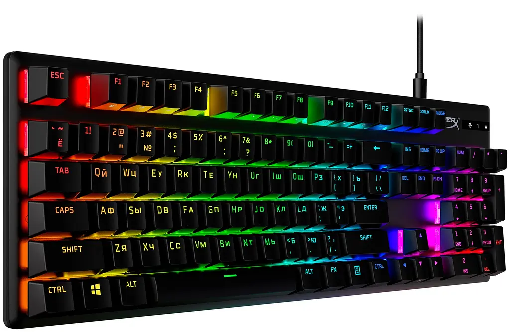 HyperX Клавіатура Alloy Origins Red USB RGB PBT ENG/RU, Black - фото 2