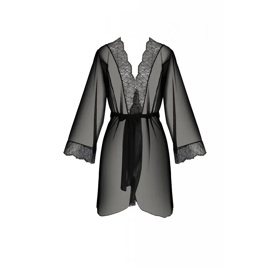 Еротичний пеньюар Passion Amberly Peignoir, 6XL/7XL (чорний) - фото 3