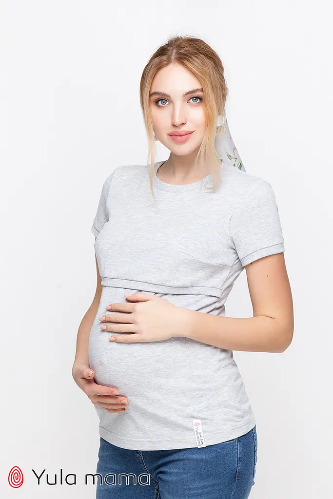 Базова футболка для вагітних та годуючих мам Margo 2XL Юла Мама Сірий - фото 2