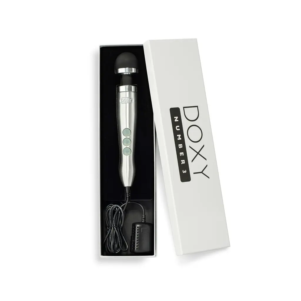 Вібромасажер DOXY Die Cast 3 Silver (Satin), дуже потужний, живлення 220В, металевий корпус - фото 4