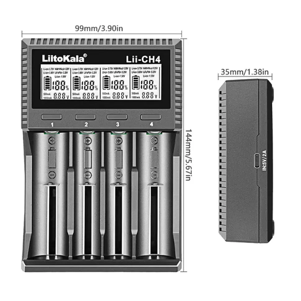 Універсальний зарядний пристрій LiitoKala Lii-CH4 5V 2A на 4 канали - фото 3