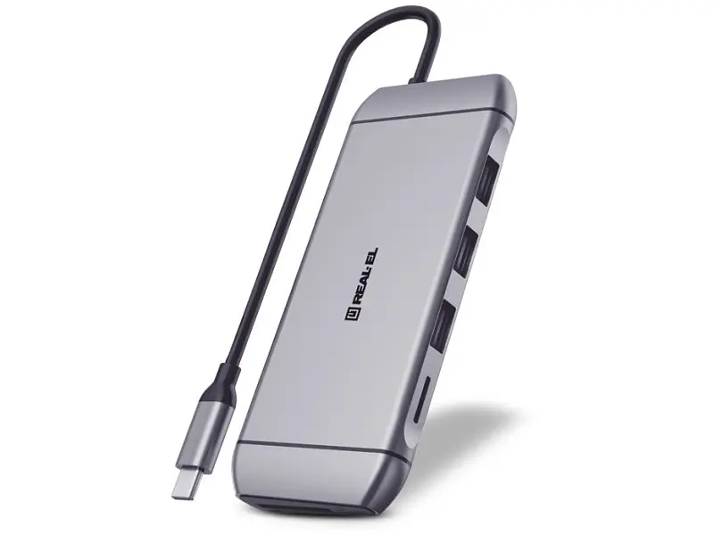Мультипортовий адаптер REAL-EL CQ-900 Space Grey (EL123110003)