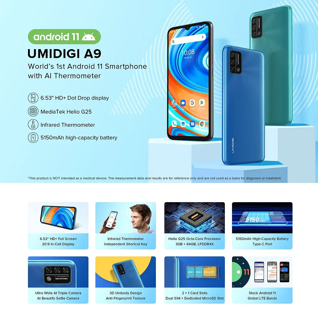Смартфон Umidigi A9 3/64Gb Green [69420] - фото 2