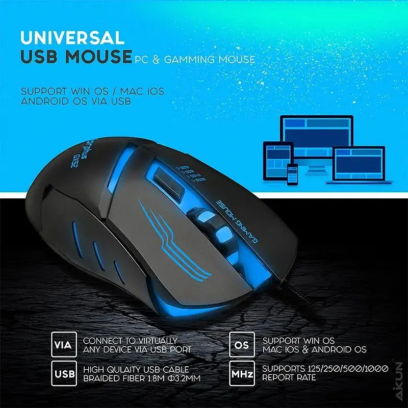 Миша Aikun Apparition Optical Gaming Mouse Backlight GX52 1000-3200DPI - фото 8