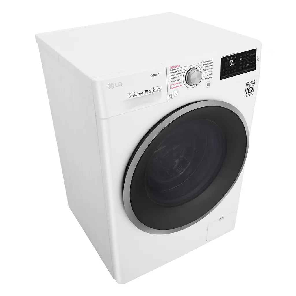 Стиральная машина LG с фронтальной загрузкой F4J6TS1W, 8кг, 1400, A+++-30%, Пар, глубина 56см, Дисплей, Инвертор, Белый (F4J6TS1W) - фото 8