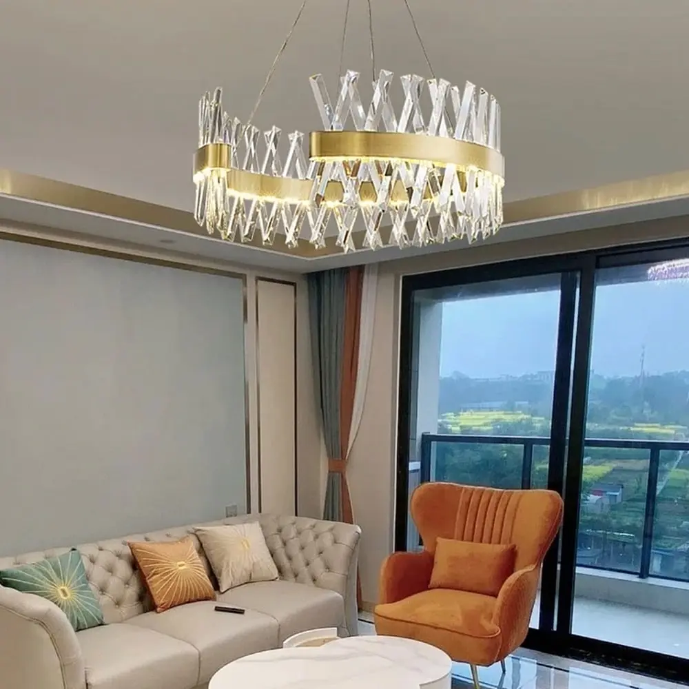 Дизайнерская люстра с кристаллообразными палочками Ø 80 см | Ст. 7006-800C | Line F - фото 3