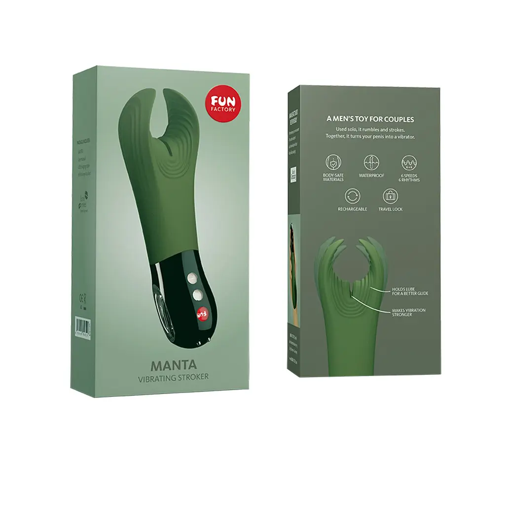 Вібратор для пеніса Fun Factory MANTA moss green/black, підходить для парних ігор - фото 6