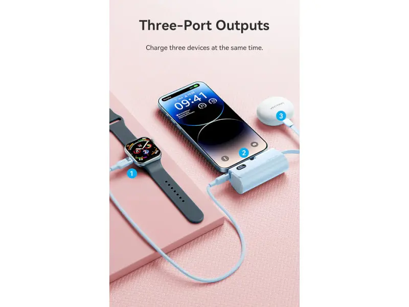 Зовнішній акумулятор (Power Bank) Vention USB-C In/Out, LED display, with built-in Lightning cable 22.5W 4800mAh Black (FHRB0) - фото 6