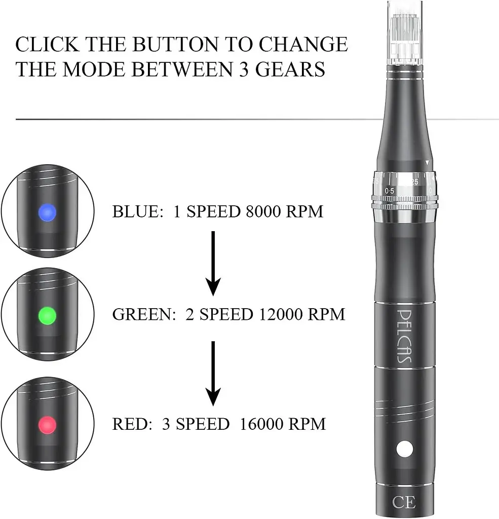 Ручка для мікроголки, електрична ручка PELCAS Derma Pen Акумуляторна регульована швидкість Dermapen мікроголки - фото 2