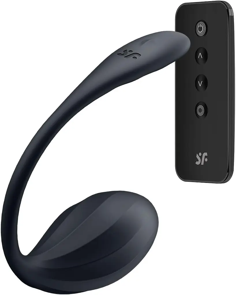 Смарт-віброяйце Satisfyer Ribbed Petal Connect App Black, керування зі смартфона, пульт ДК - фото 2