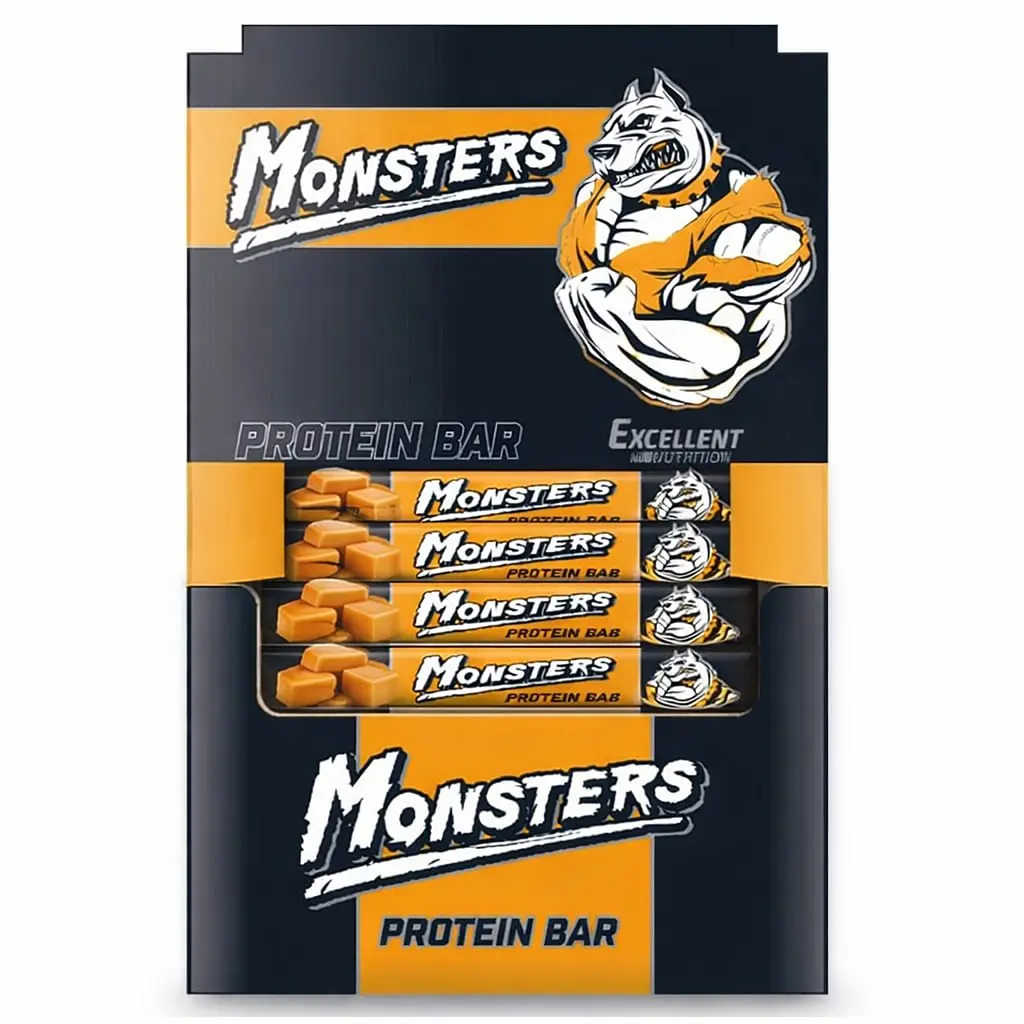Протеїнові батончики Monsters Strong Max - 24x40г Арахіс - Карамель