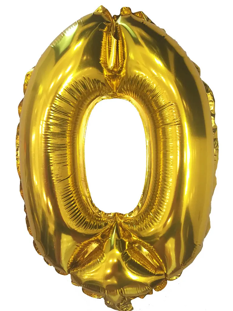 Фольгована куля, 0, золотий, цифра, 100 см, 1 штука, для оформлення свята