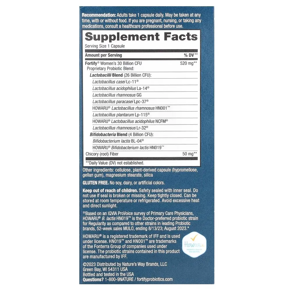 Пробіотик Nature's Way Fortify Women's Probiotic 30 Billion, 30 капсул для жінок - фото 2