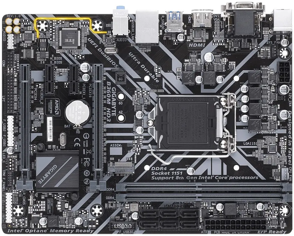 Материнська плата Gigabyte B360M HD3 LGA 1151v2 (B360M HD3) Б/В - фото 2