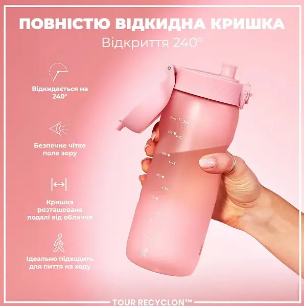 Бутылка для воды ION8 750 мл (ЭКО бутылка) BPA Free Rose Quartz (I8RF750ROS) - фото 4