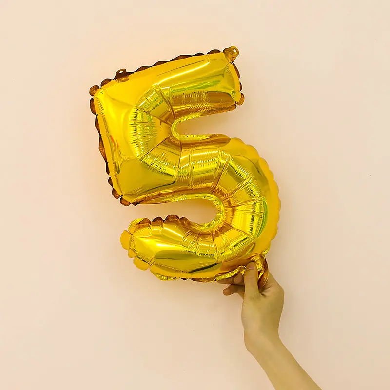 Кулька-цифра 5 фольгована 16 дюймів золотиста - фото 2