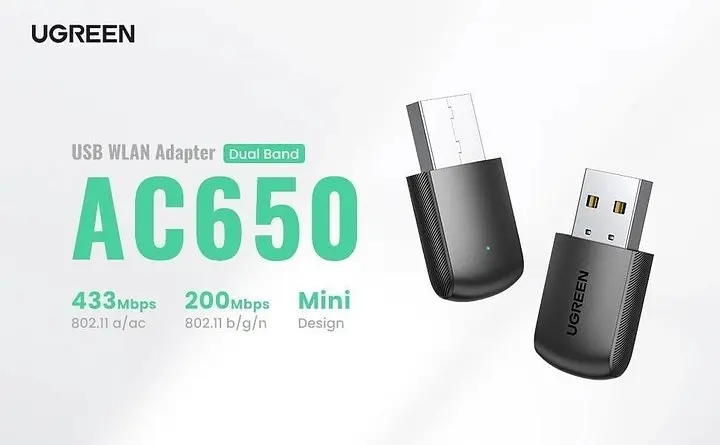 Wi-Fi-адаптер Ugreen CM448 AC650 11ac Dual-Band Wireless USB UGR-20204 - фото 3
